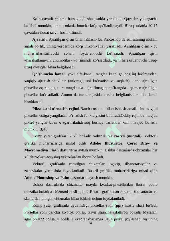 Adobe Photoshop dasturning oynalari bilan ishlash 6