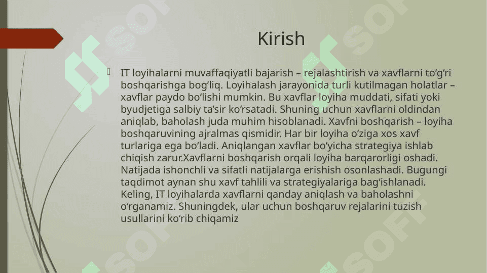Loyihlarni boshqarish ppt 2