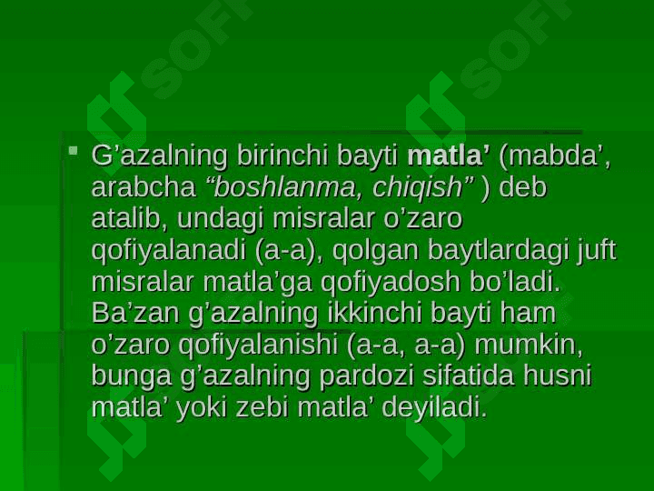 G’azal haqida nazariy  ma’lumot 6