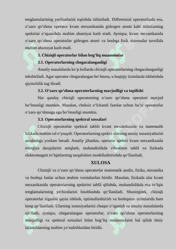 CHIZIQLI VA O‘ZARO QO‘SHMA OPERATORLAR 2