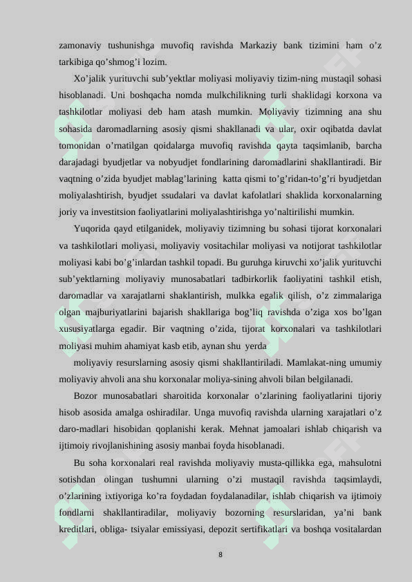 Moliya tizimi va moliyaviy siyosat 8