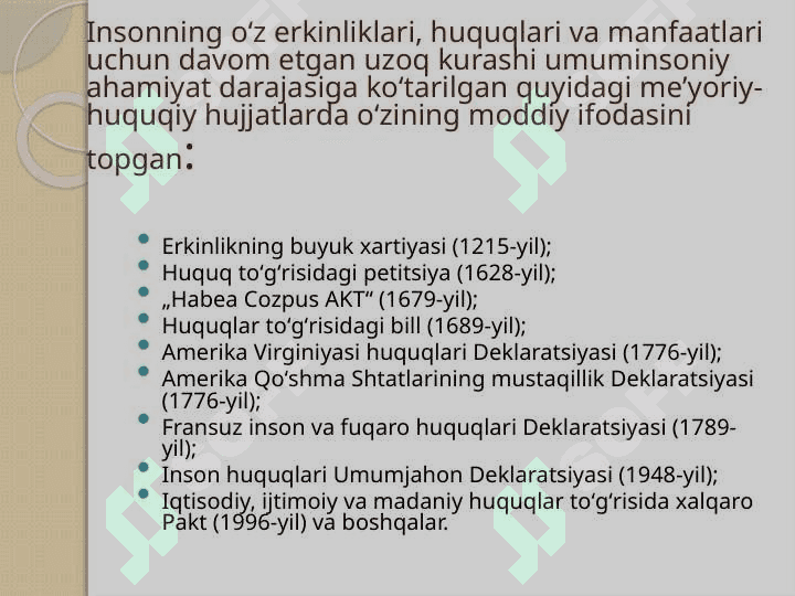 INSON HUQUQLARI HAQIDA XALQARO BILIM 3