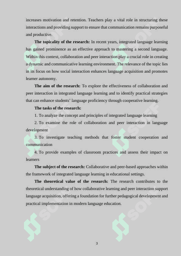 COLLABORATION AND PEER INTERACTION IN INTEGRATED LANGUAGE LEARNING 3