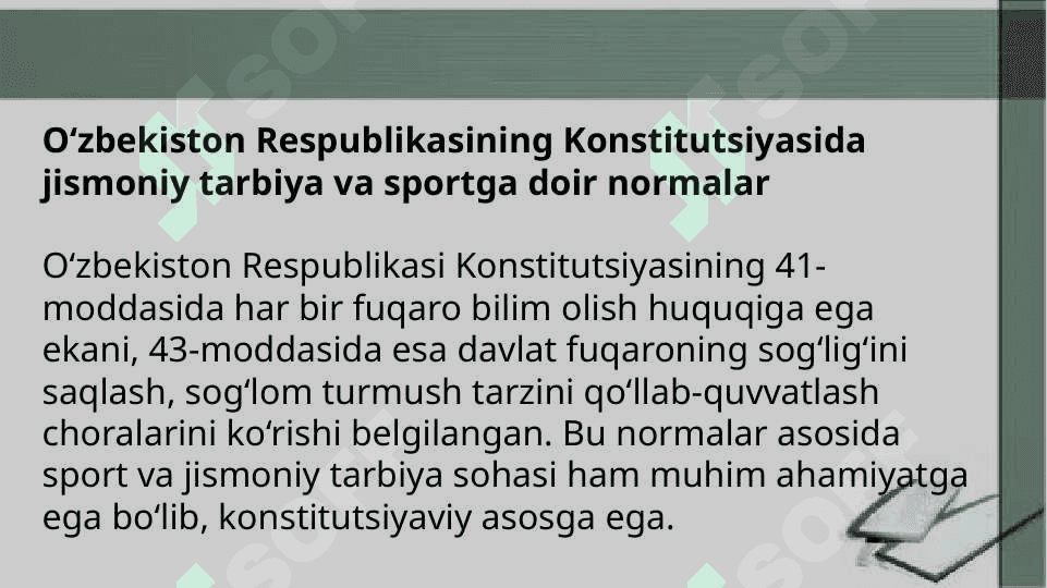 Oʻzbekiston respublikasining jismoniy tarbiya va sportga oid direktiv hujjatlari 4