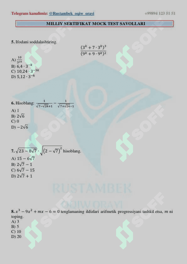 Matematikadan mock test 2