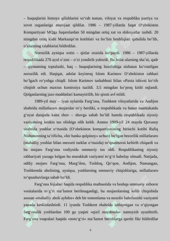 O‘zbekiston mustaqillik yo‘lida (1985-1989-yillar). 6