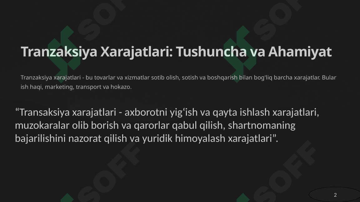 Tranzaksiya Xarajatlari 2