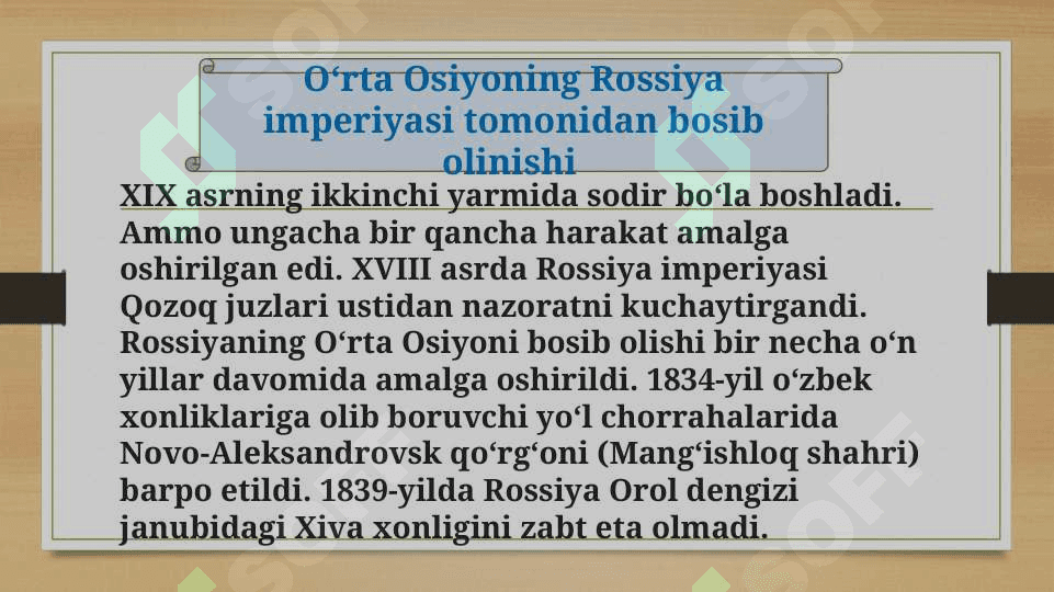 Chor Rossiyasining O’rta Osiyoga bosqini 2