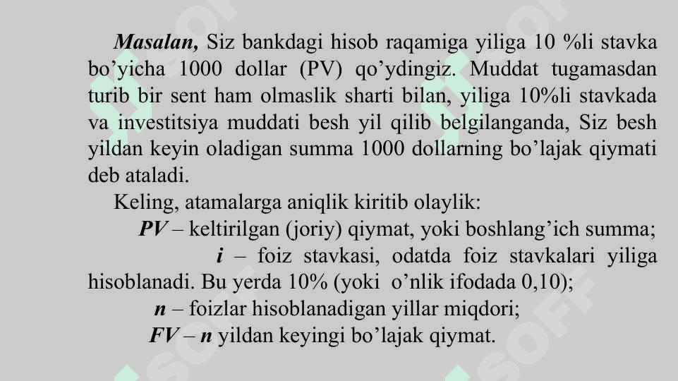 Pulning davriy qiymati va pul oqimlari 6
