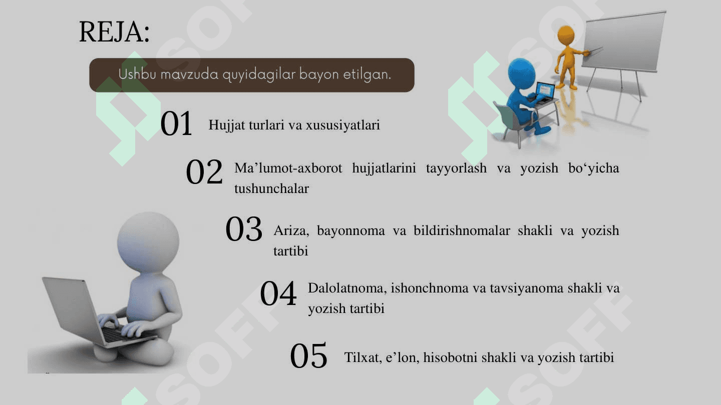 Ma’lumot axborot xujjatlarini tayyorlash va yozish 2