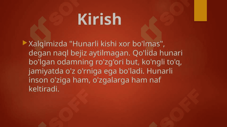 Hunarli el xor bo'lmas 3