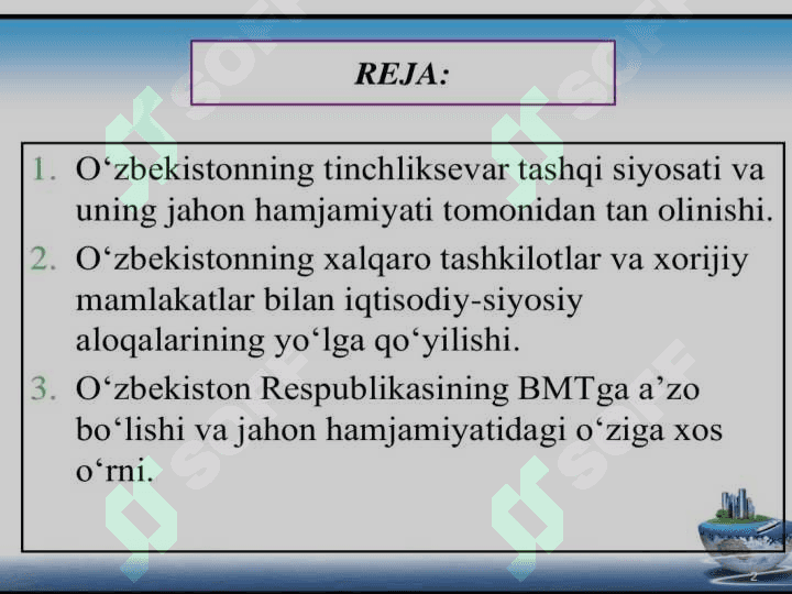 Oʻzbekiston jahonga yuz tutmoqda 2