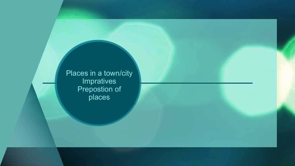 Places in a town/city Impratives Prepostion ofplaces