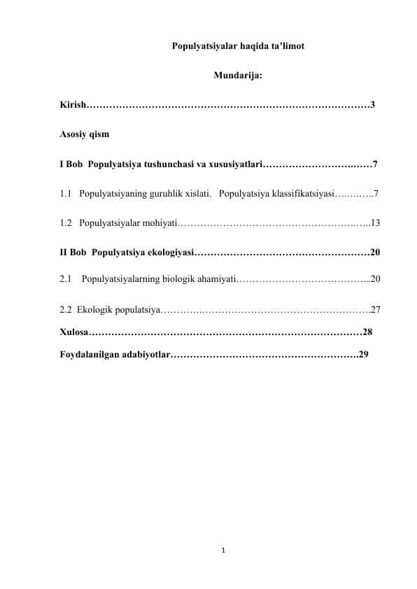 Populyatsiyalar haqida taʼlimot