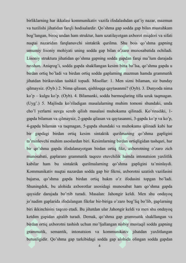 SODDA VA QO‘SHMA GAPLARNING O‘ZARO FARQLANISHI 6