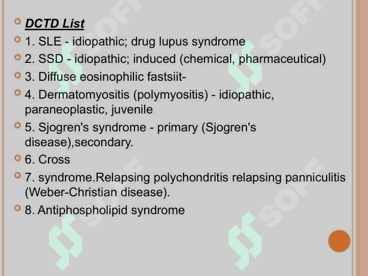 Differential diagnosis of diffuse connective tissue diseases. Tactics GPs. 5