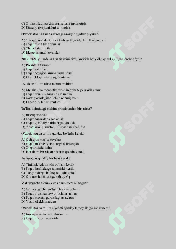 Maktabgacha ta`lim bo`yicha 200 talik test 6