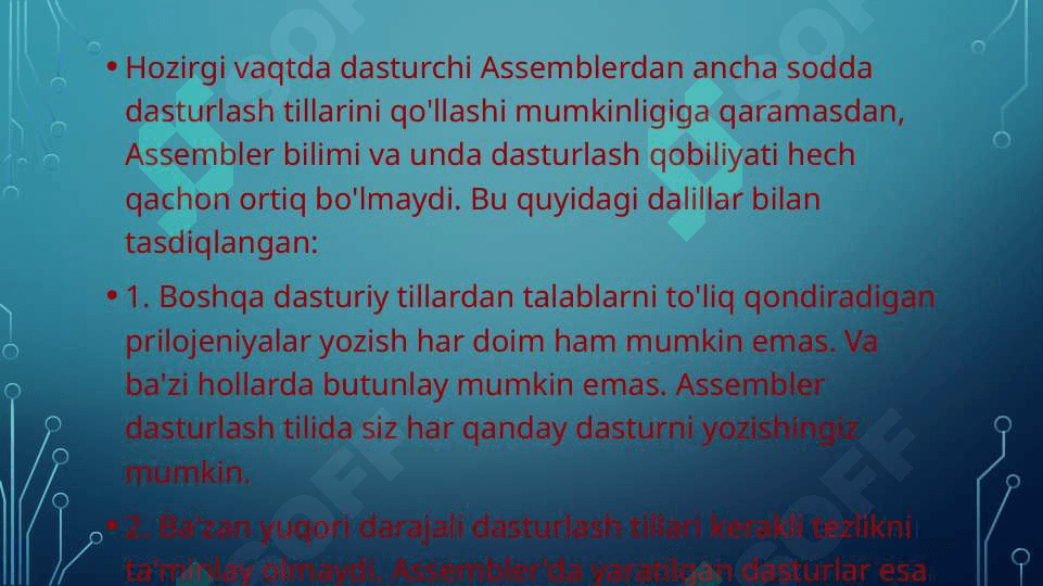 ASSEMBLERDA DASTURLASH. SODDA DASTURLARNI ISHLAB CHIQISH. 4