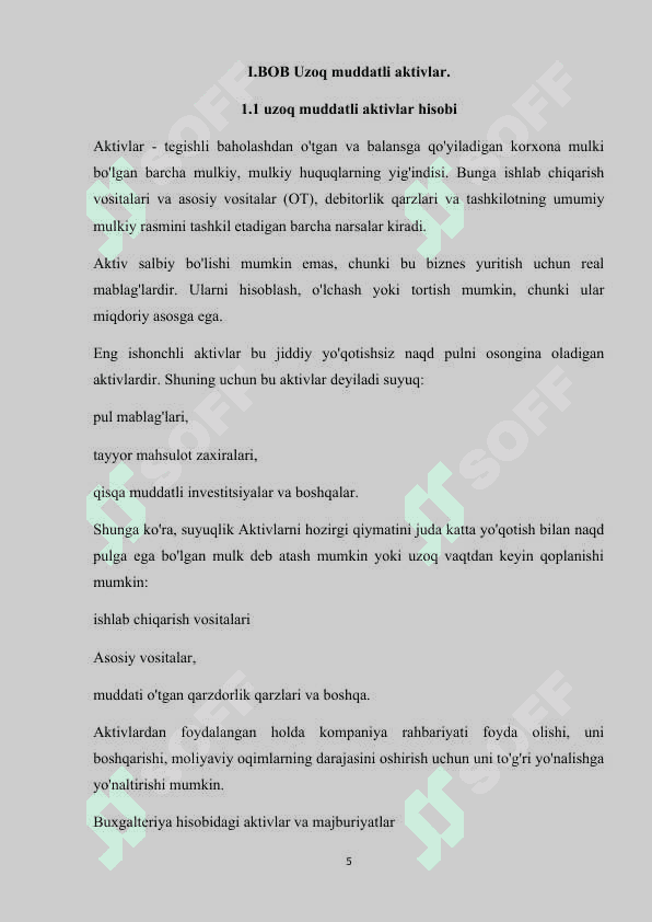 UZOQ MUDDATLI AKTIVLAR HISOBI 5