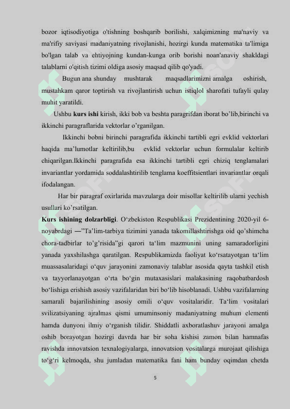VEKTORLAR VA ULAR USTIDA ASOSIY TUSHUNCHALAR 5