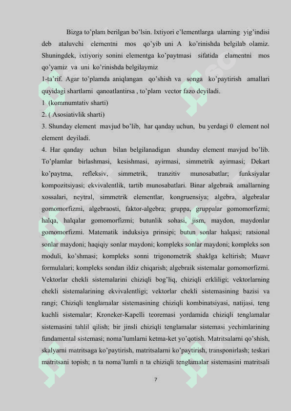 VEKTORLAR VA ULAR USTIDA ASOSIY TUSHUNCHALAR 7