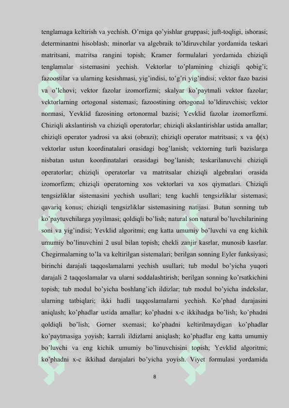 VEKTORLAR VA ULAR USTIDA ASOSIY TUSHUNCHALAR 8