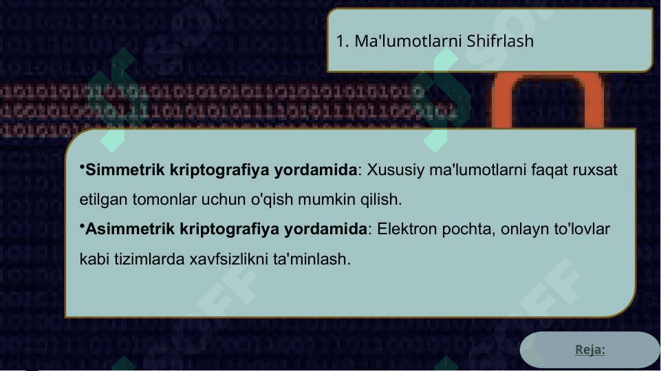 Axborotni himoyalashning kriptografik usullari. 8