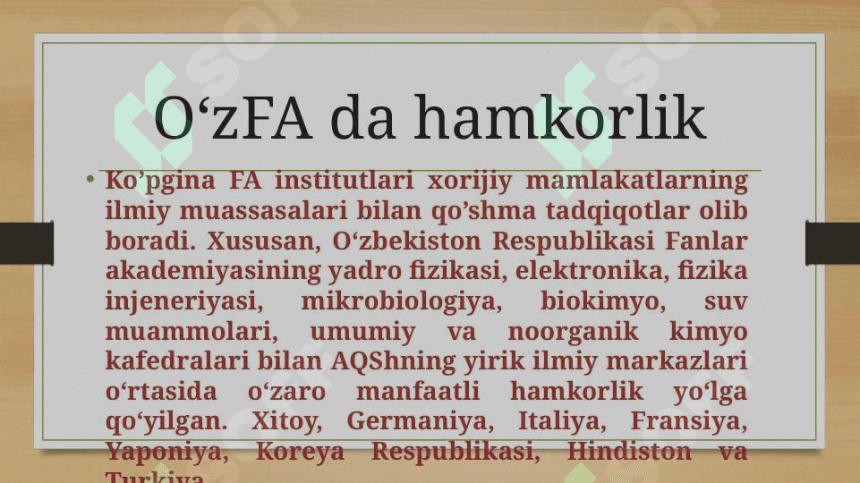 Oʻzbekiston fanlar akademiyasining tashkil topishi 8