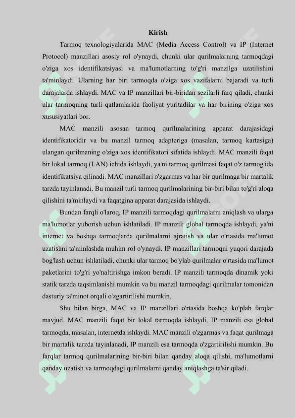 MAC va IP manzillarning farqlari 3