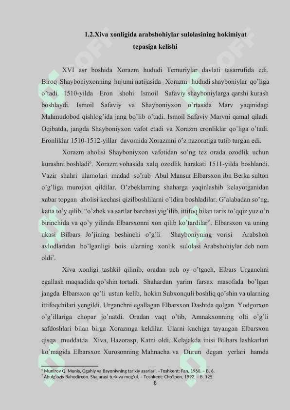 XIVA XONLIGI ARABSHOXIYLAR SULOLASINING HUKMRONLIGI DAVRIDA 8