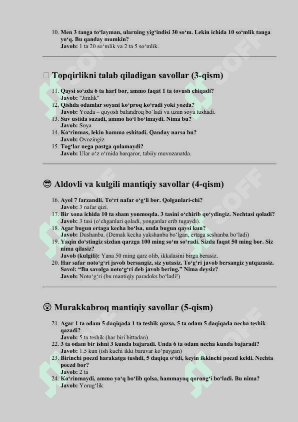 Mantiqiy savollar 3