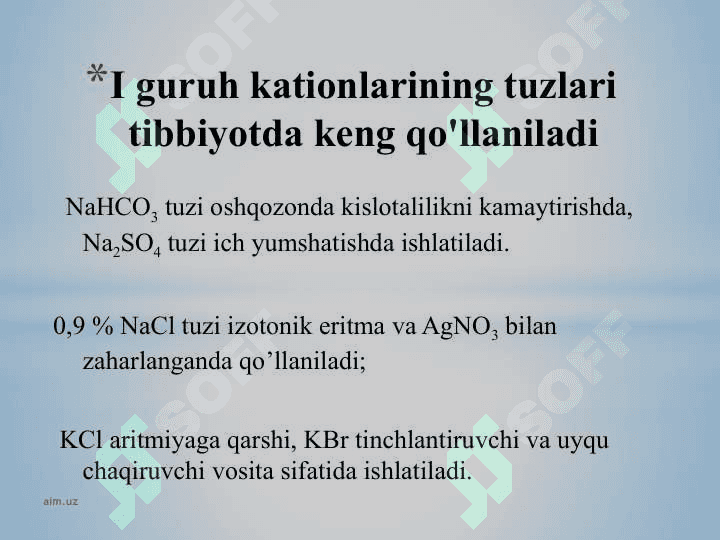 SIFAT REAKSIYALARINI  O’TKAZISH 7