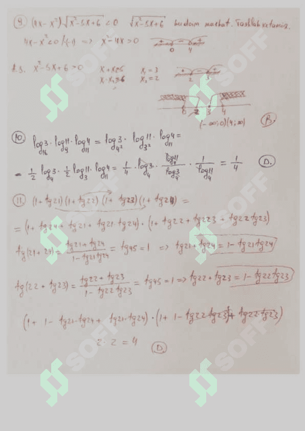 Matematikadan takrorlash testi yechimlari 3
