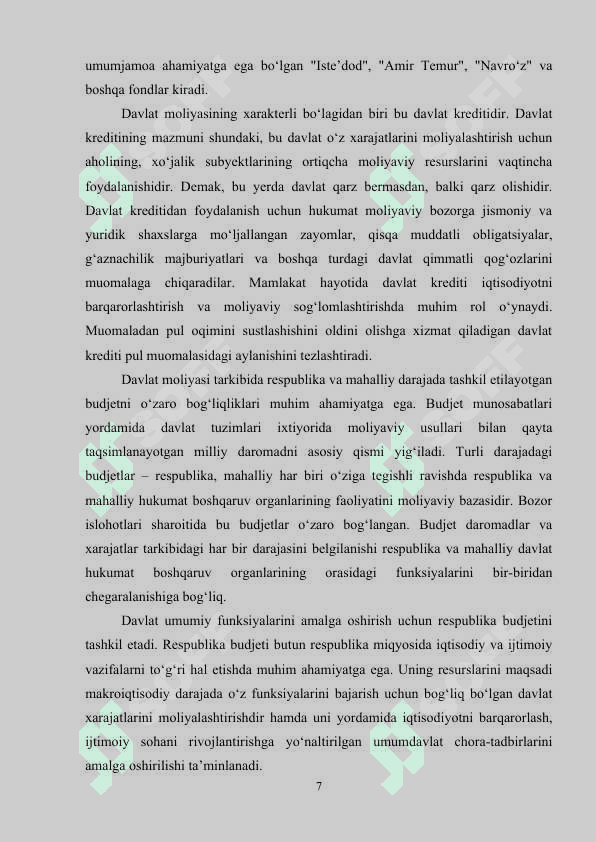 Davlat moliyasining mohiyati va ahamiyati 7