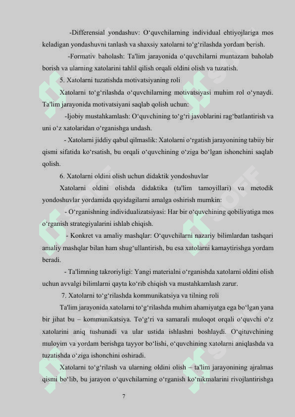 Xatolarning oldini olish metodikasi 7