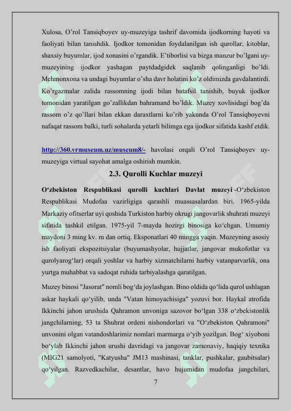 Muzeyshunoslik amaliyoti 7