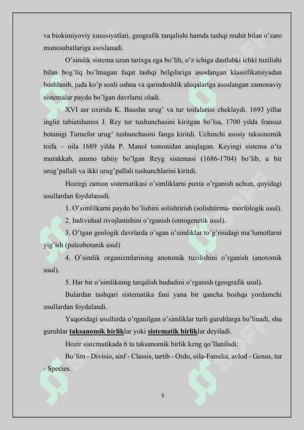 O’simliklarni hayotiy shakllari 5