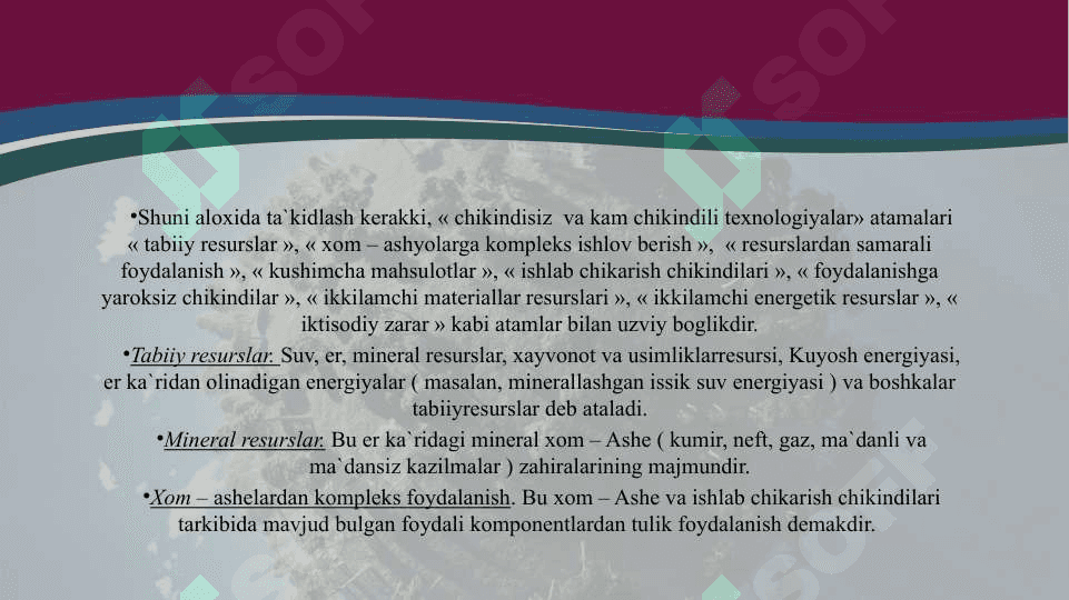Chiqindisiz texnologik jarayonlarni tashkil qilishning asosiy prinsiplariChiqindisiz texnologik jarayonlarni tashkil qilishning asosiy prinsiplariChiqindisiz texnologik jarayonlarni tashkil qilishning asosiy prinsiplari 8