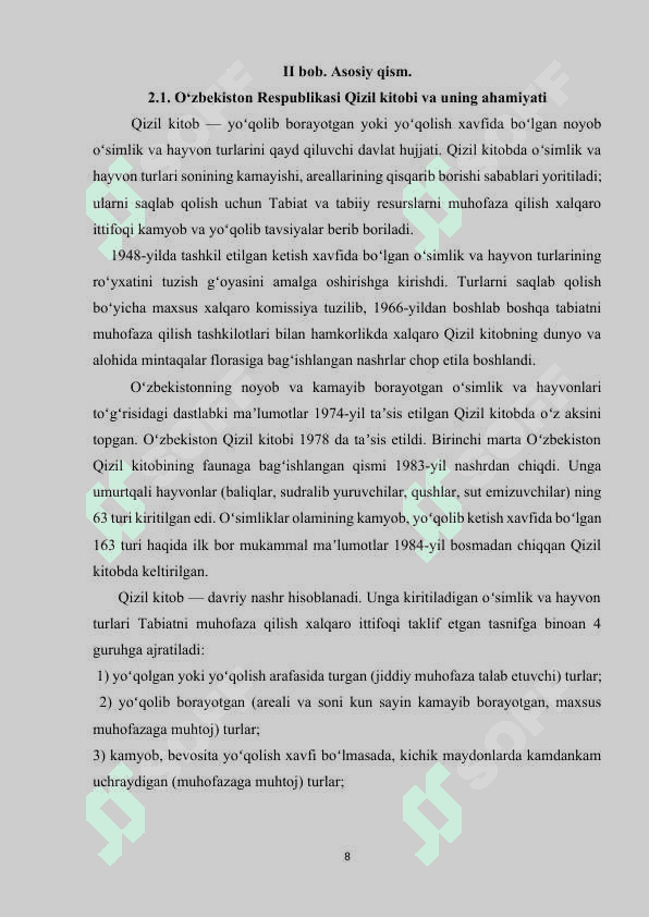 Oʻzbekiston Respublikasi qizil kitobi 8