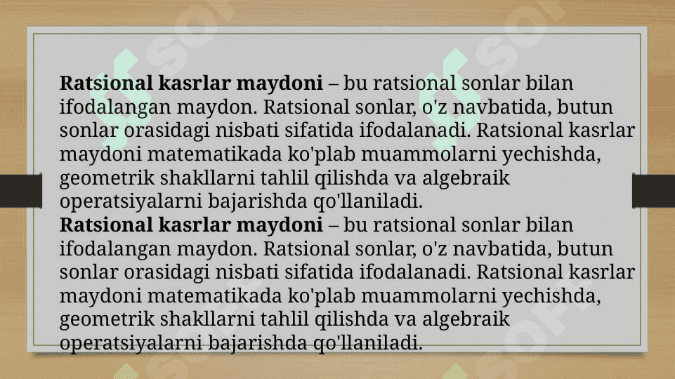 Ratsional kasrlar maydoni 3