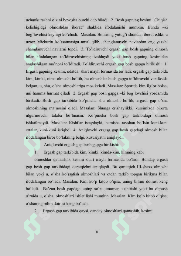 Ergashgan qo‘shma gaplarning sodda gaplar  bilan ma’nodoshligi 8