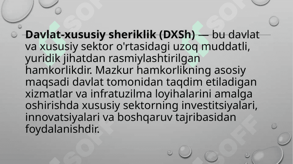 Davlat-xususiy sherikchilik 3