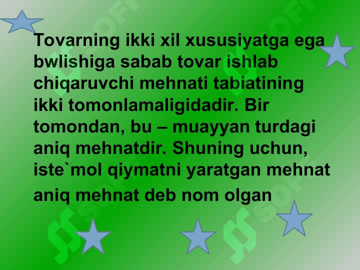 Tovar va uning xususiyatlari. 6