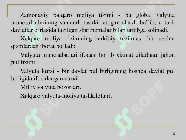 XAlqaro Moliya Tizimi 5