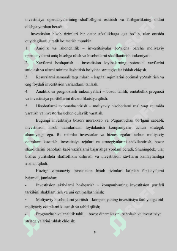 Investitsion hisob tizimini ishlab chiqish va loyihalash 7