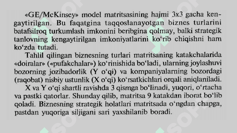 Mc Kinsey (GE/McKinsey) modeli 5