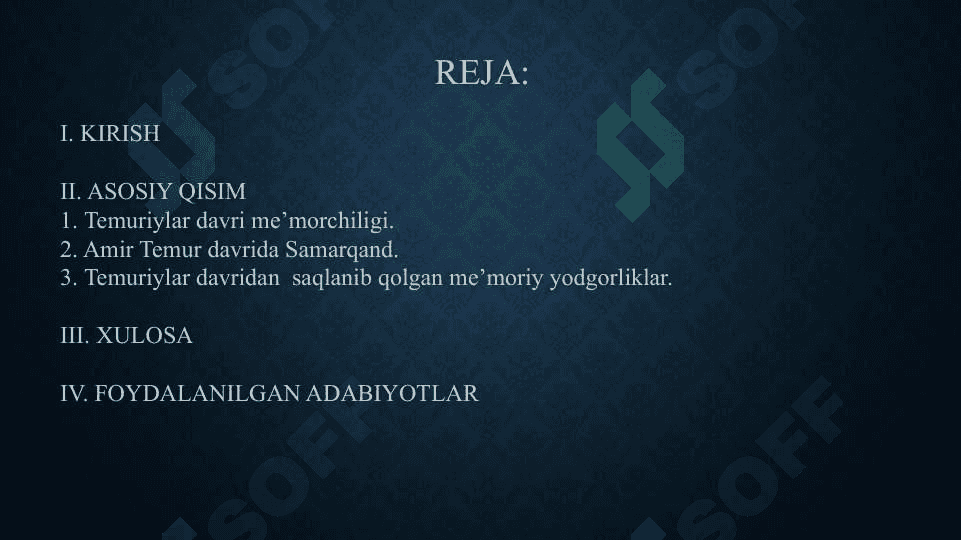 Amir Temur davri me’morchiligi 2