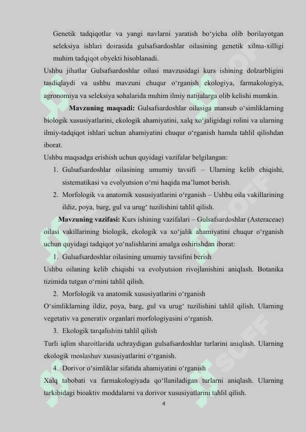 Gulsafsardoshlar oilasi 4