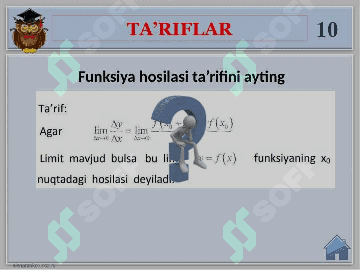 Funksiya hosilasi va unga doir misollar ishlash 4