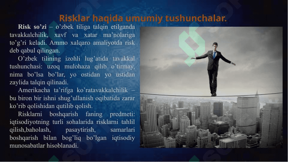 Risklarni boshqarish va ularni sug’urtalash 5